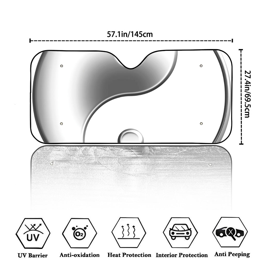 Sliver And White Yin Yang Print Car Windshield Sun Shade