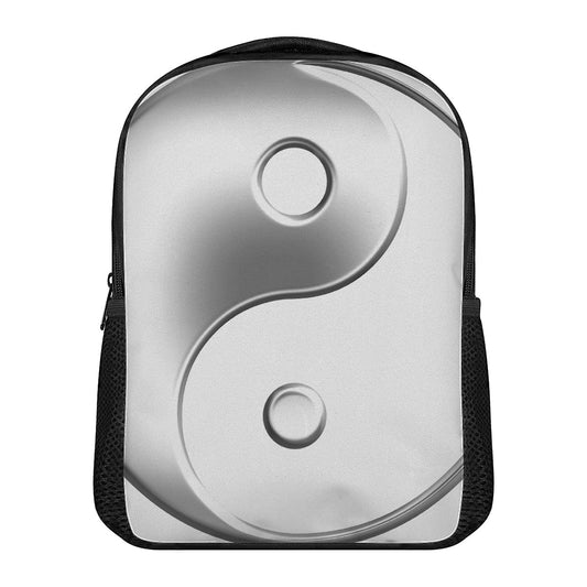 Sliver And White Yin Yang Print Casual Backpack