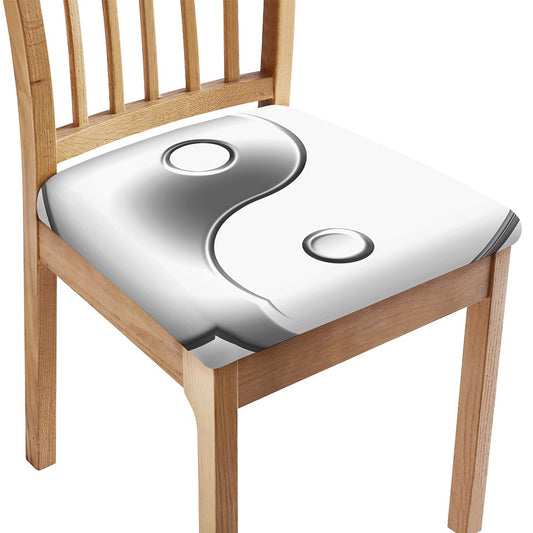 Sliver And White Yin Yang Print Chair Cushion Cover