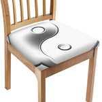 Sliver And White Yin Yang Print Chair Cushion Cover