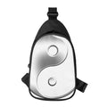 Sliver And White Yin Yang Print Sling Bag