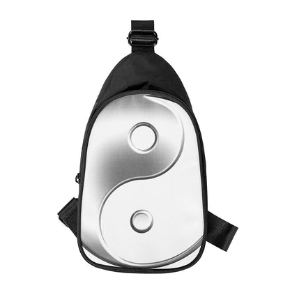 Sliver And White Yin Yang Print Chest Bag