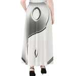 Sliver And White Yin Yang Print Chiffon Maxi Skirt