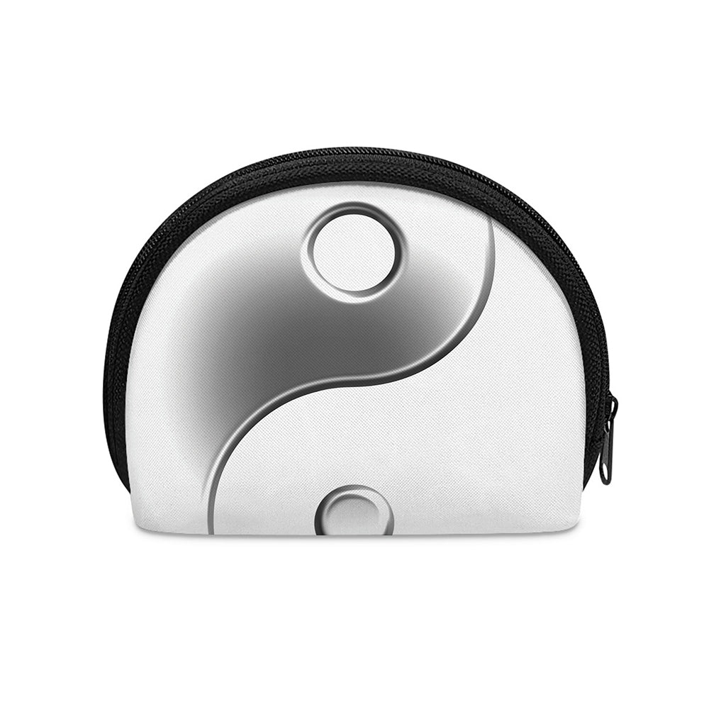 Sliver And White Yin Yang Print Coin Purse