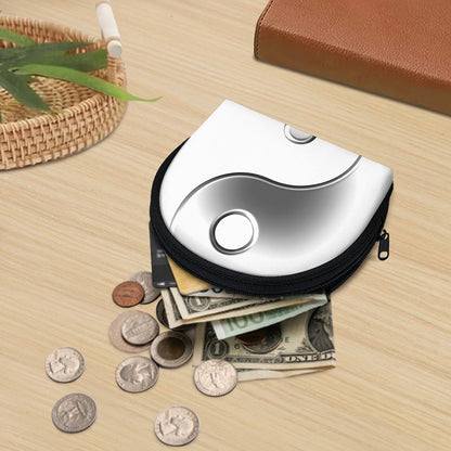 Sliver And White Yin Yang Print Coin Purse
