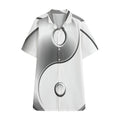 Sliver And White Yin Yang Print Cotton Hawaiian Shirt