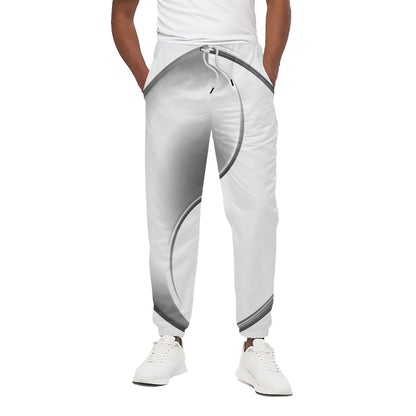 Sliver And White Yin Yang Print Cotton Pants