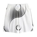Sliver And White Yin Yang Print Cotton Shorts