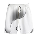Sliver And White Yin Yang Print Cotton Shorts