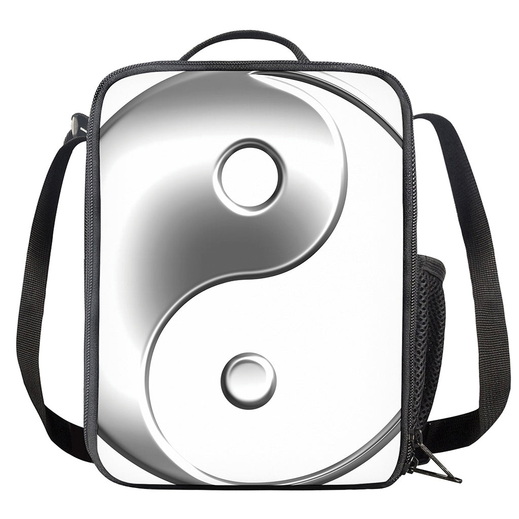 Sliver And White Yin Yang Print Crossbody Lunch Bag