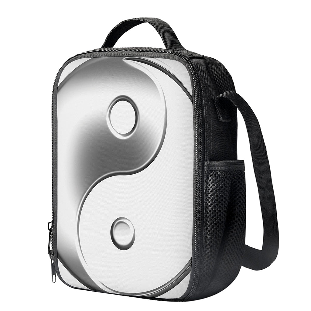 Sliver And White Yin Yang Print Crossbody Lunch Bag