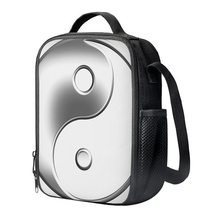 Sliver And White Yin Yang Print Crossbody Lunch Bag
