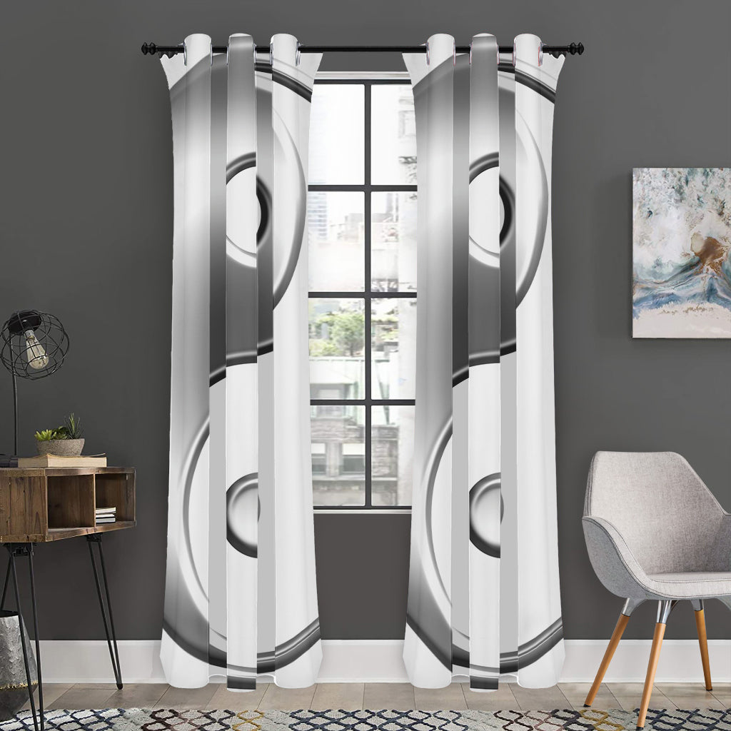 Sliver And White Yin Yang Print Curtain