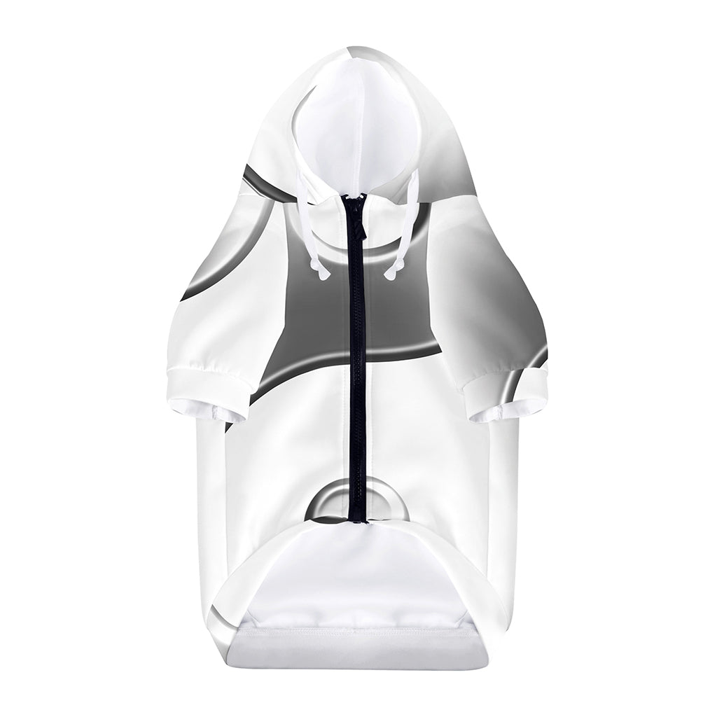Sliver And White Yin Yang Print Dog Zip Up Hoodie
