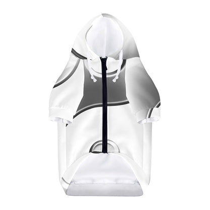 Sliver And White Yin Yang Print Dog Zip Up Hoodie