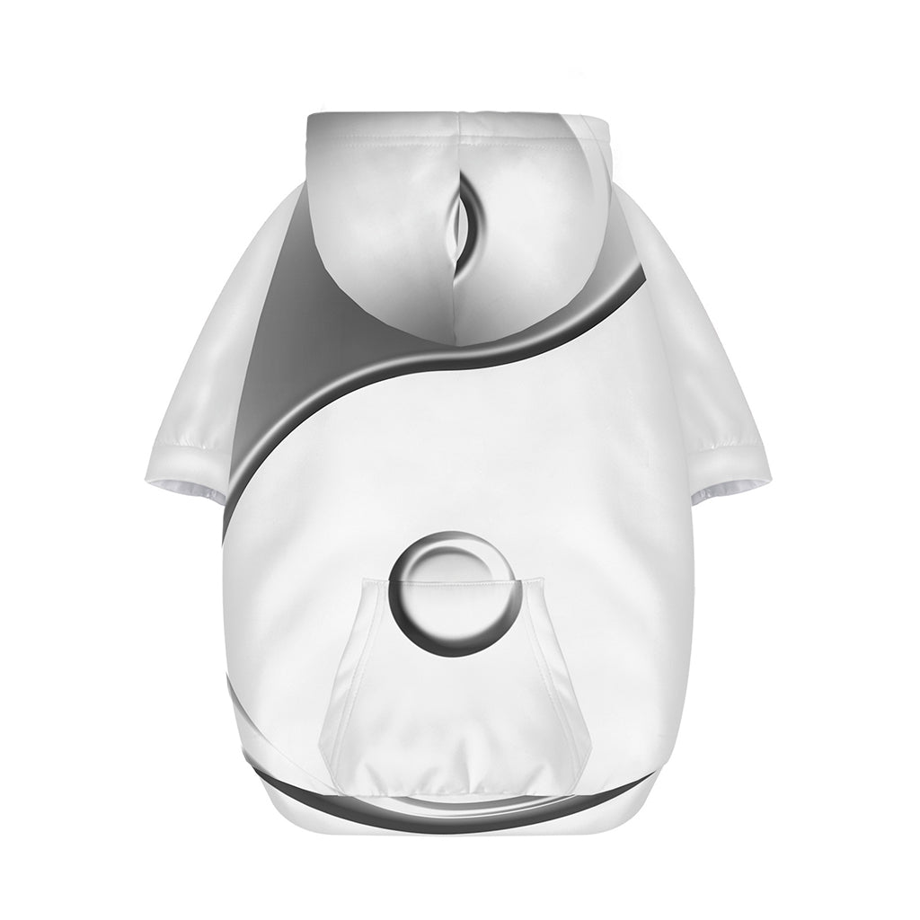 Sliver And White Yin Yang Print Dog Zip Up Hoodie