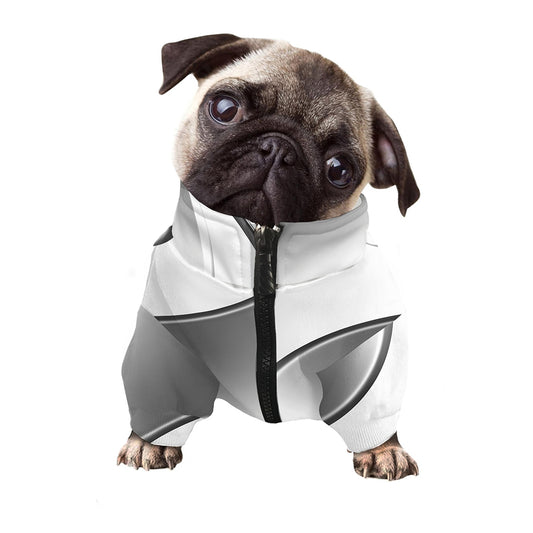 Sliver And White Yin Yang Print Dog Zip Up Jacket