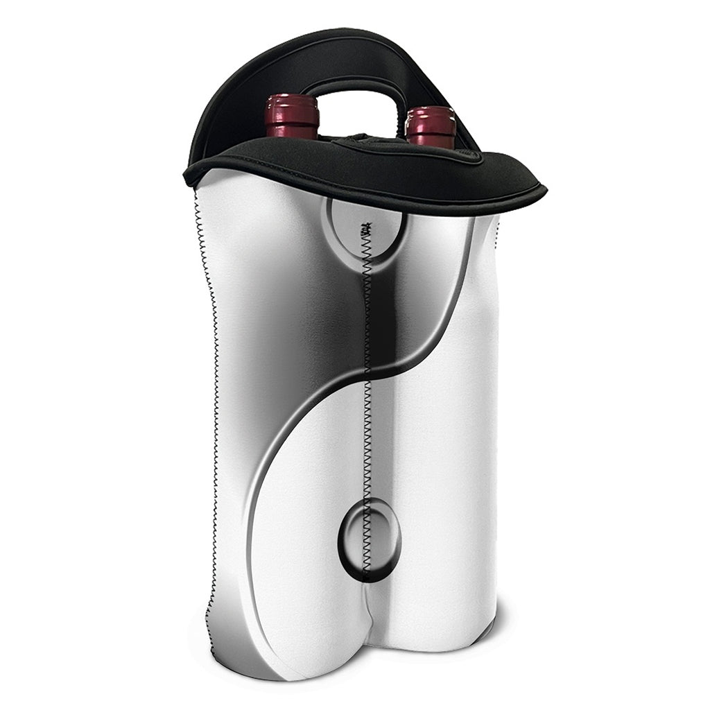 Sliver And White Yin Yang Print Double Neoprene Wine Tote