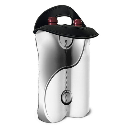 Sliver And White Yin Yang Print Double Neoprene Wine Tote
