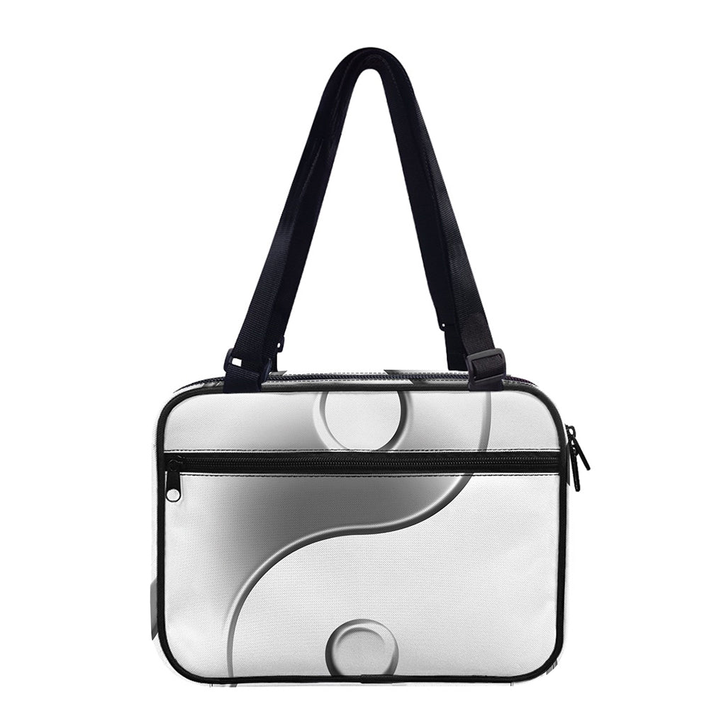 Sliver And White Yin Yang Print Double Strap Bible Bag