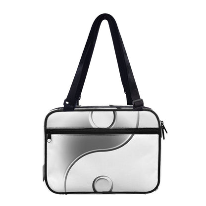 Sliver And White Yin Yang Print Double Strap Bible Bag