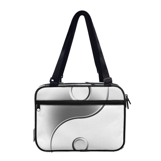 Sliver And White Yin Yang Print Double Strap Bible Bag