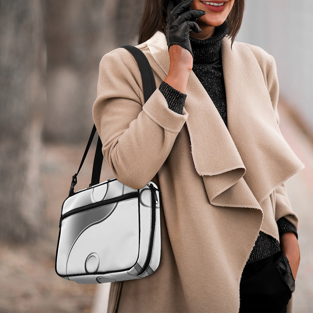 Sliver And White Yin Yang Print Double Strap Bible Bag