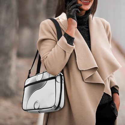 Sliver And White Yin Yang Print Double Strap Bible Bag