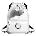 Sliver And White Yin Yang Print Drawstring Backpack