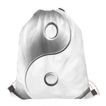 Sliver And White Yin Yang Print Drawstring Bag