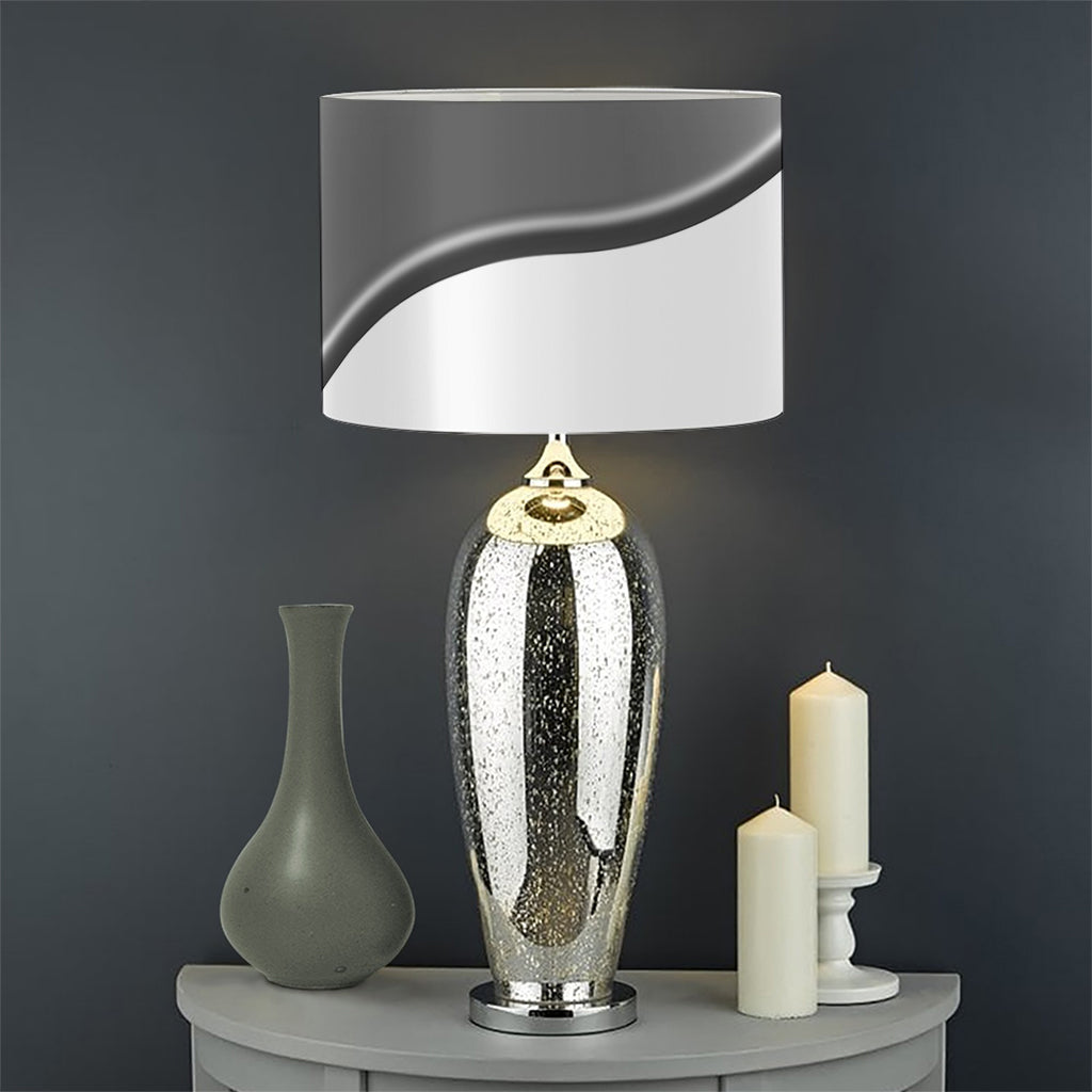 Sliver And White Yin Yang Print Drum Lamp Shade