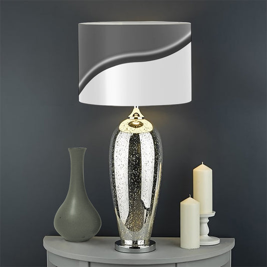 Sliver And White Yin Yang Print Drum Lamp Shade