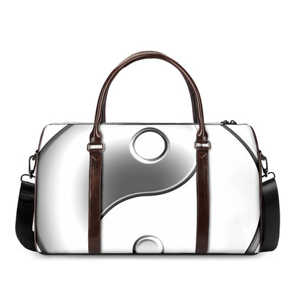 Sliver And White Yin Yang Print Duffle Bag