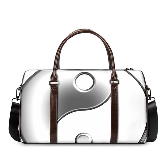Sliver And White Yin Yang Print Duffle Bag