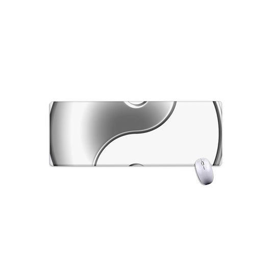 Sliver And White Yin Yang Print Extended Mouse Pad