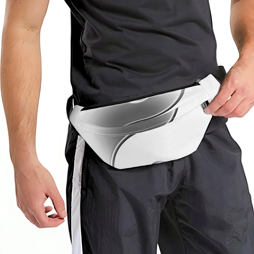 Sliver And White Yin Yang Print Fanny Pack