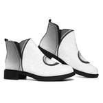 Sliver And White Yin Yang Print Flat Ankle Boots