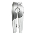 Sliver And White Yin Yang Print Fleece Lined Knit Pants
