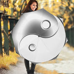 Sliver And White Yin Yang Print Foldable Umbrella