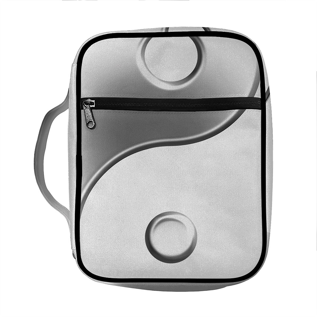 Sliver And White Yin Yang Print Front Pocket Bible Bag