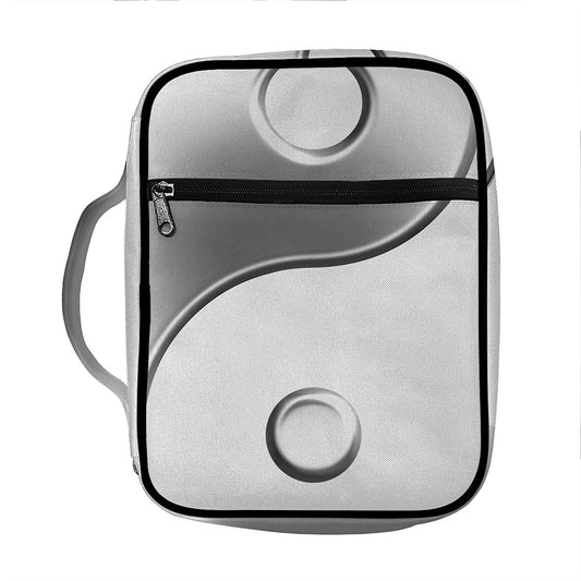 Sliver And White Yin Yang Print Front Pocket Bible Bag