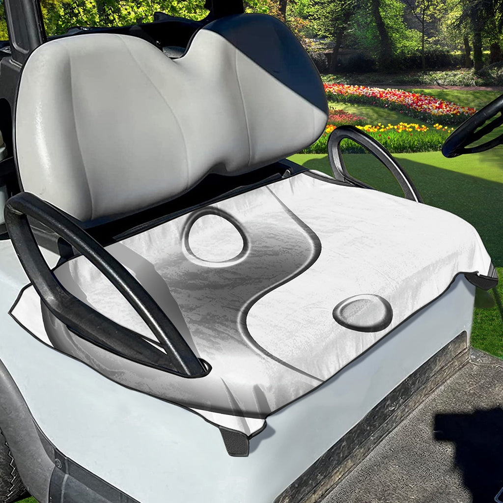Sliver And White Yin Yang Print Golf Cart Seat Cover