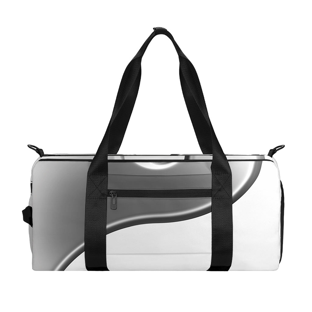Sliver And White Yin Yang Print Gym Bag