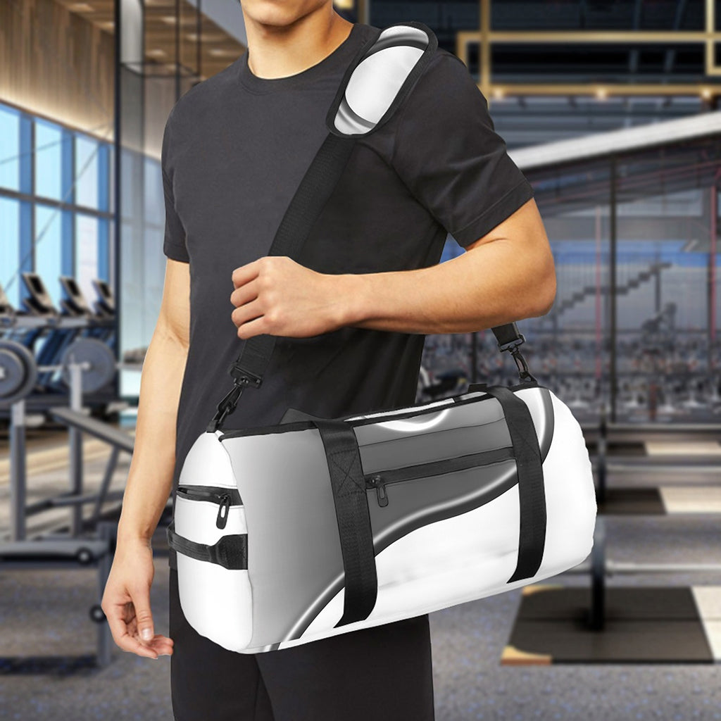 Sliver And White Yin Yang Print Gym Bag