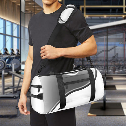 Sliver And White Yin Yang Print Gym Bag
