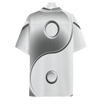 Sliver And White Yin Yang Print Hawaiian Shirt