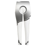 Sliver And White Yin Yang Print High-Waisted Pocket Leggings