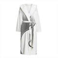 Sliver And White Yin Yang Print Hooded Bathrobe