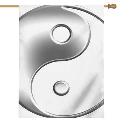Sliver And White Yin Yang Print House Flag