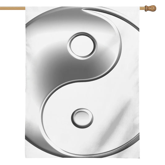 Sliver And White Yin Yang Print House Flag